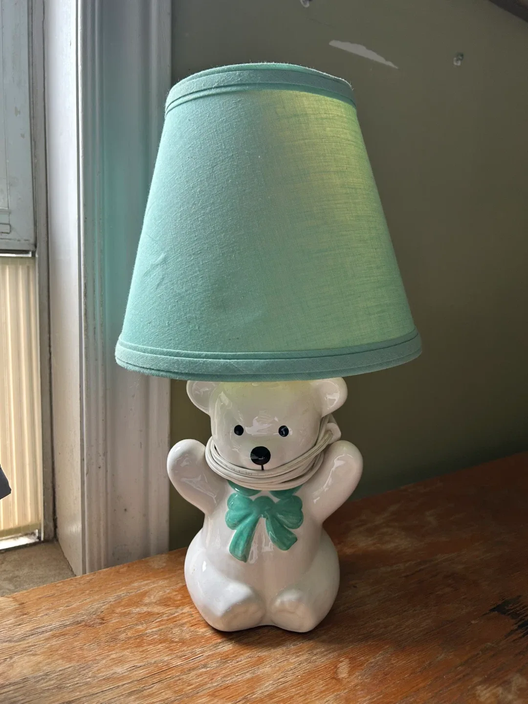 Cute Bear Lamp with Green Shade thumbnail