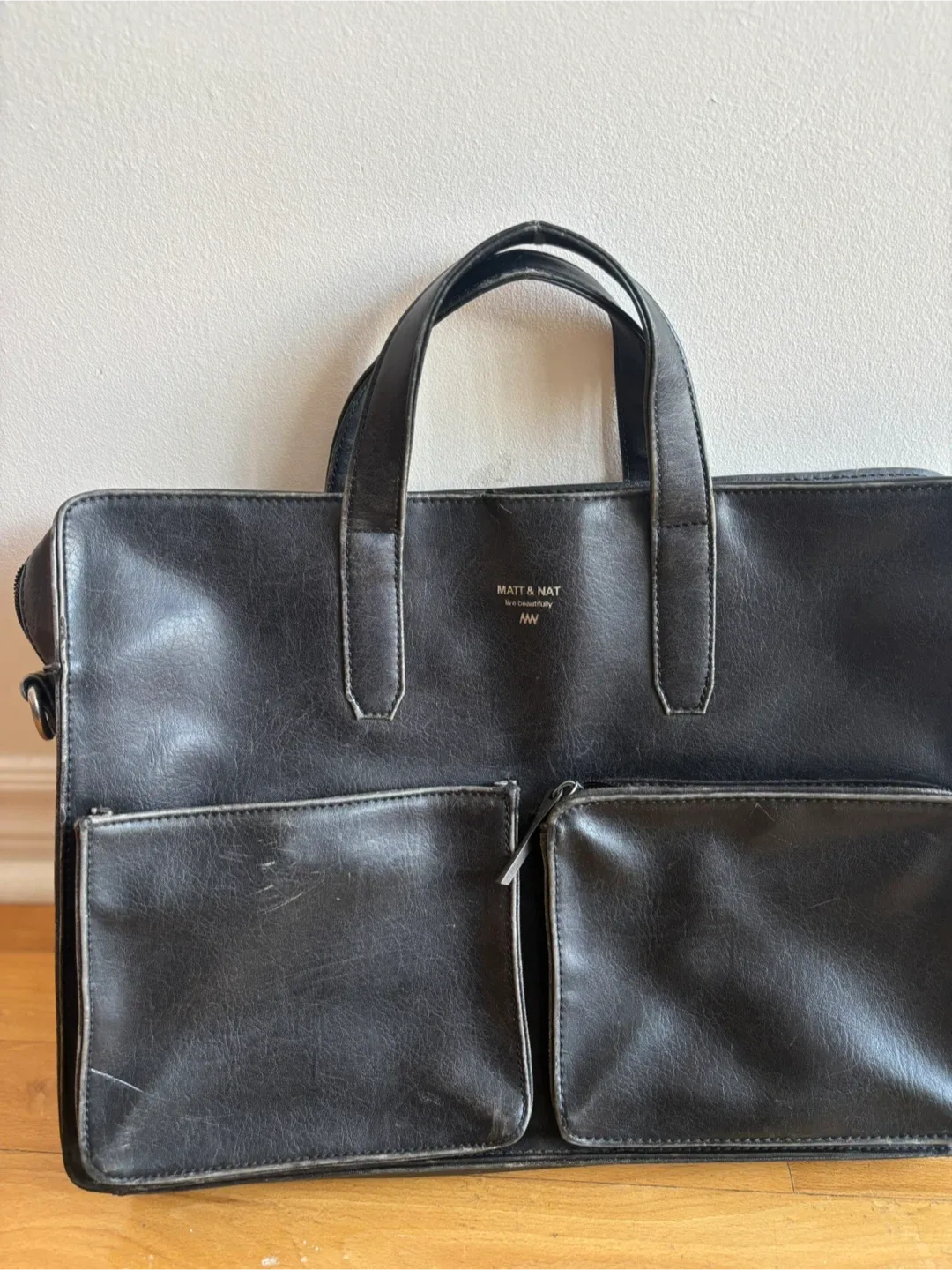 Matt & Nat Black Vegan Leather Briefcase thumbnail