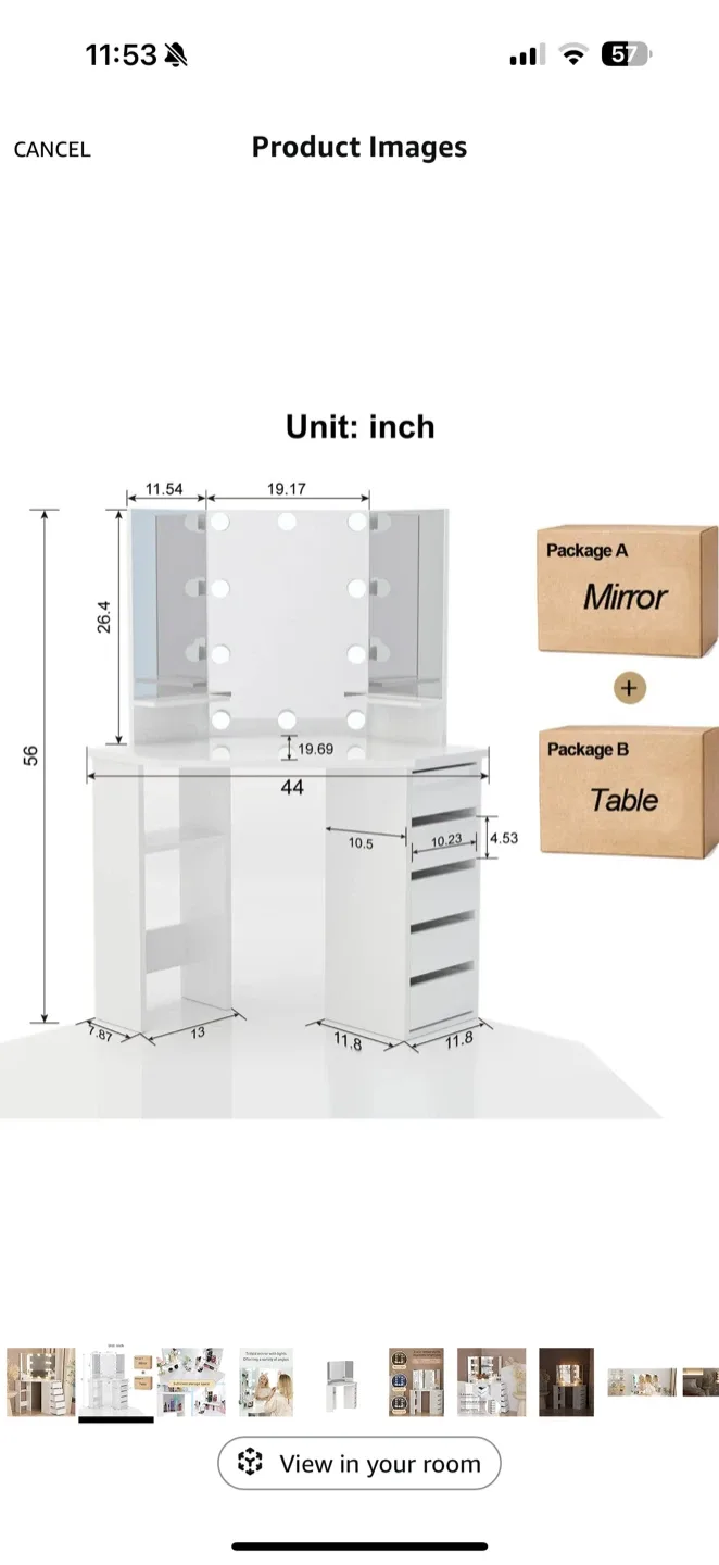 White Corner Vanity Makeup Table image indicator(4)