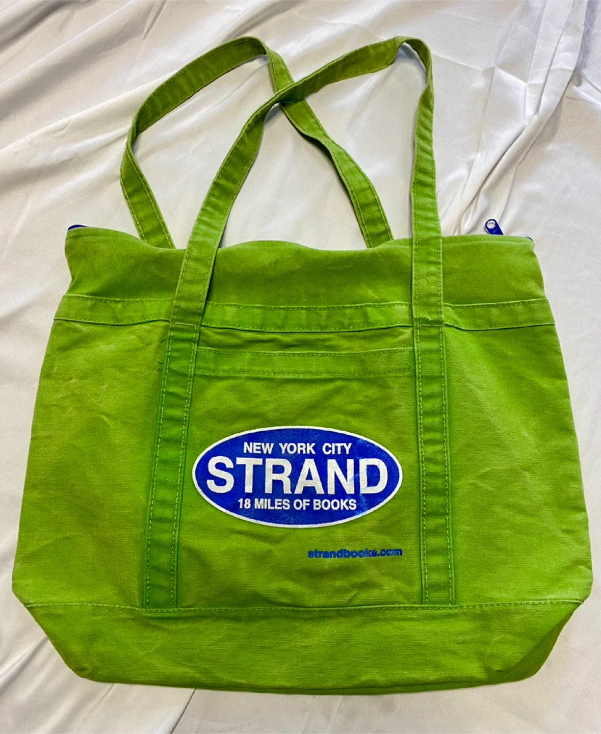 Strand Book Store Lime Green Tote Bag thumbnail