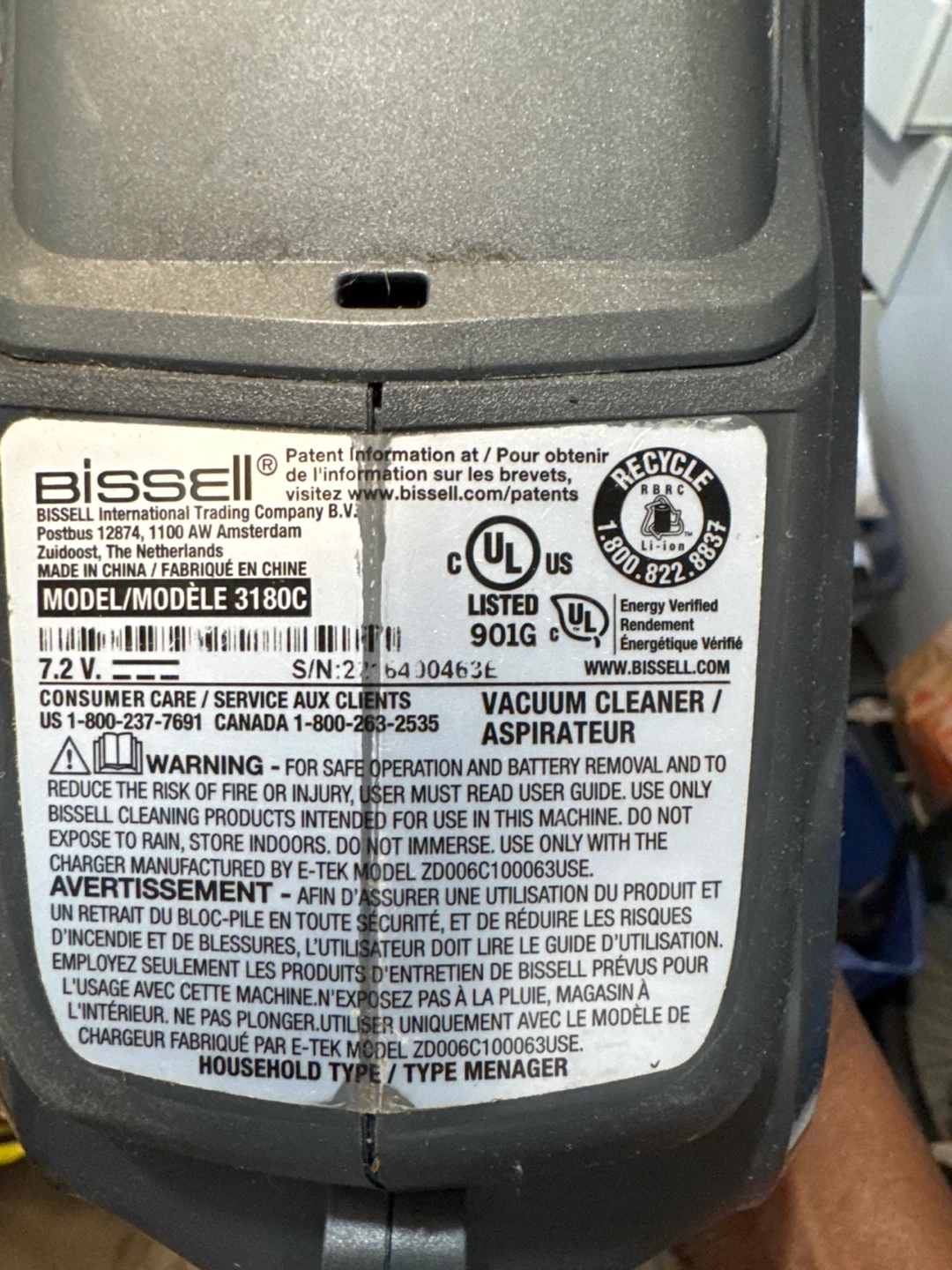 Bissell Pet Stain Eraser Vacuum Cleaner - Model 3180C - photo 2