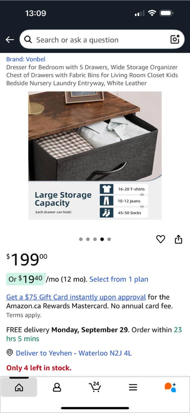 Vonbel Dresser with 5 Drawers – Black - photo 3