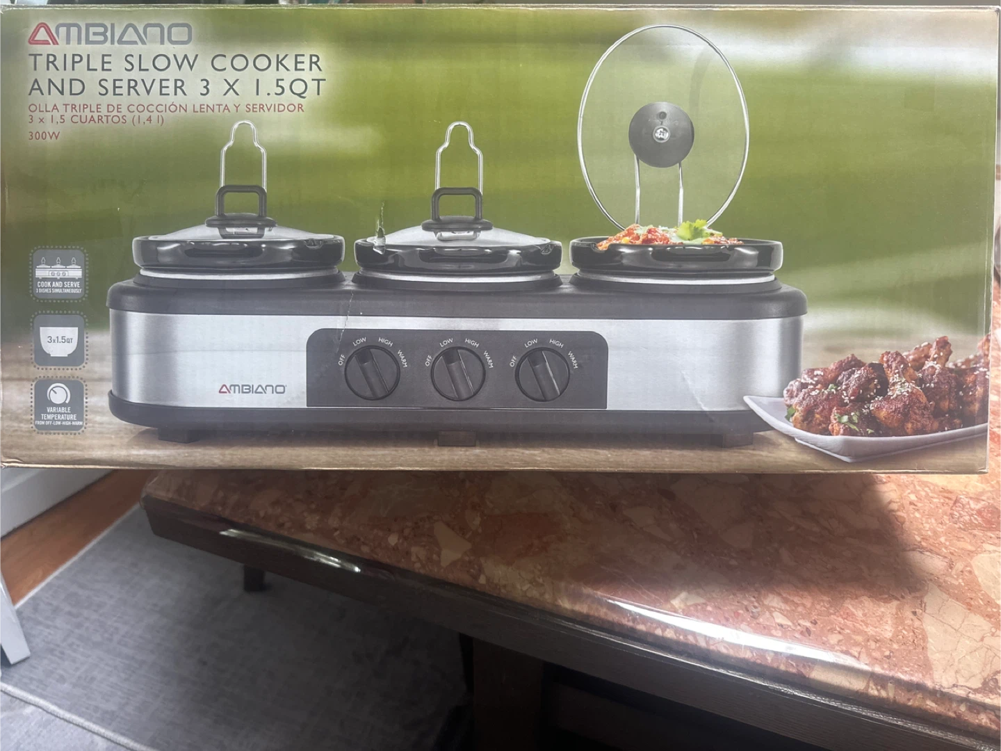 Ambiano Triple Slow Cooker & Server 3 x 1.5QT