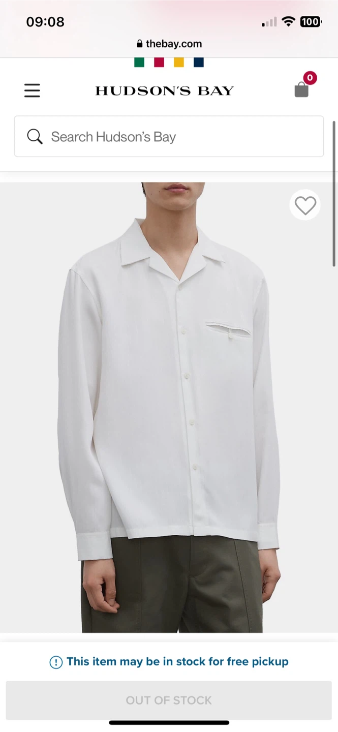 Club monaco white cuban collar shirt size large