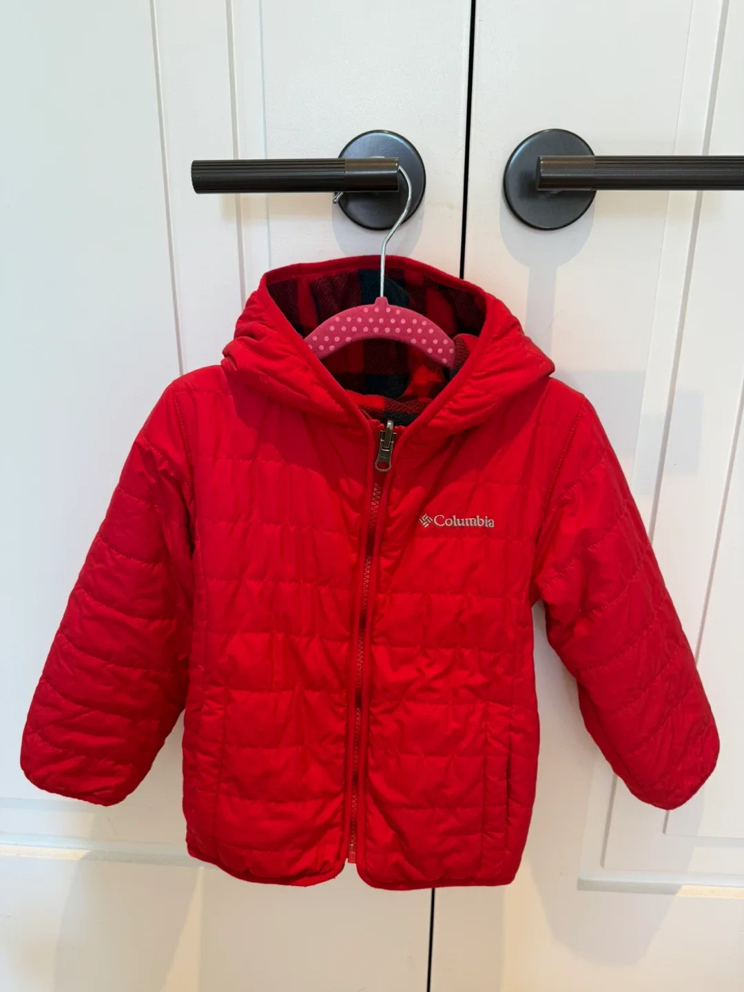 Columbia Toddler Red & Black Plaid Fleece Jacket Size 4T