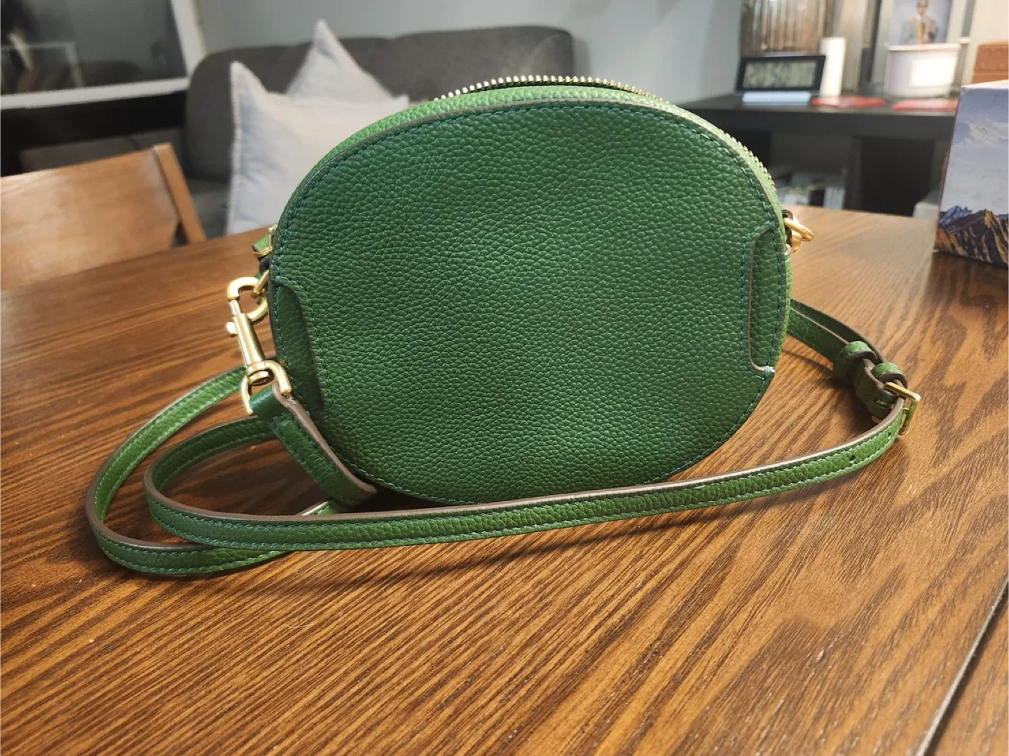 Tory Burch Green Leather Round Crossbody Bag image indicator(2)