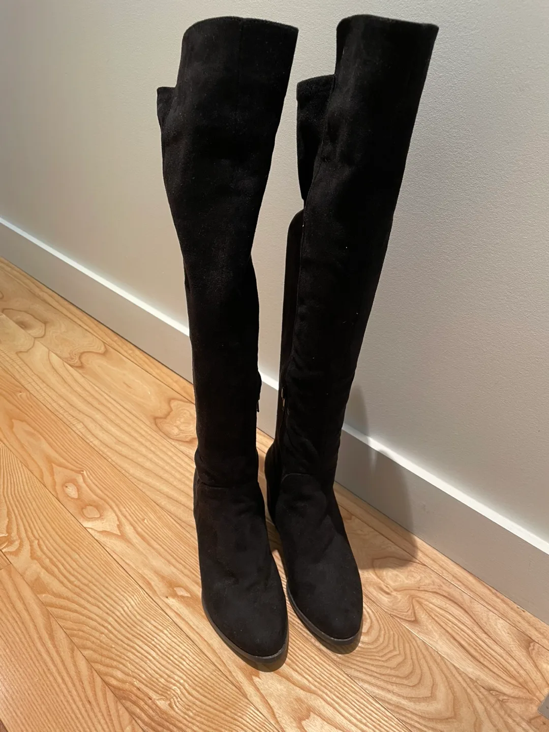 Black Suede Over-the-Knee Boots Sz 5 thumbnail