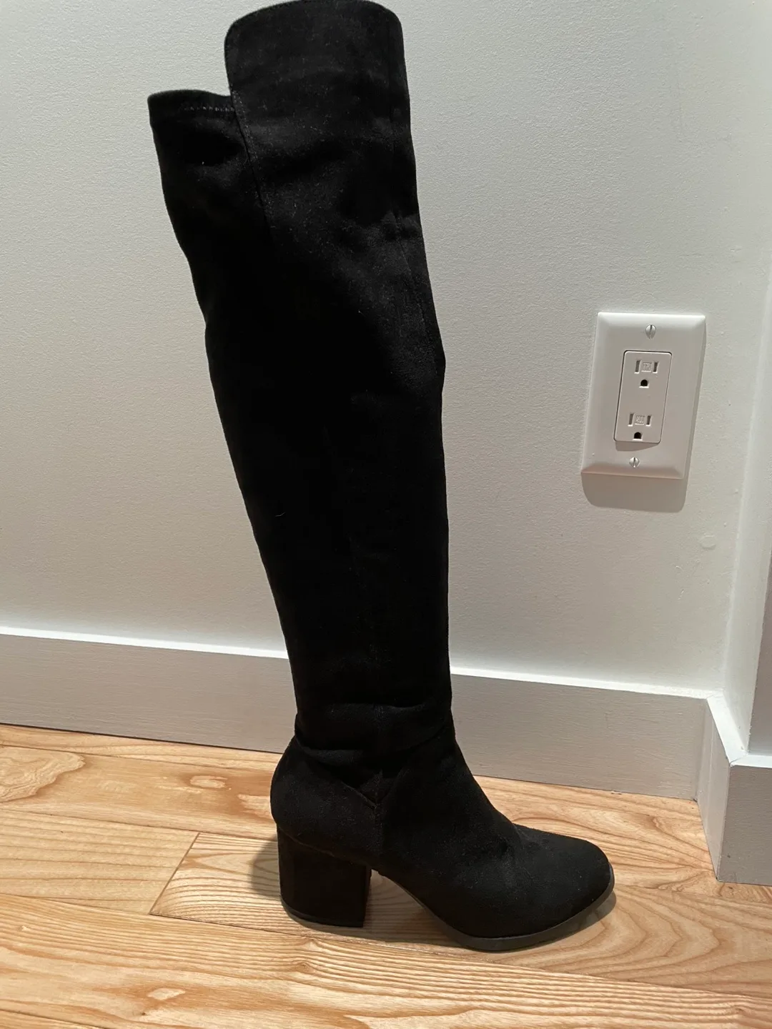 Black Suede Over-the-Knee Boots Sz 5