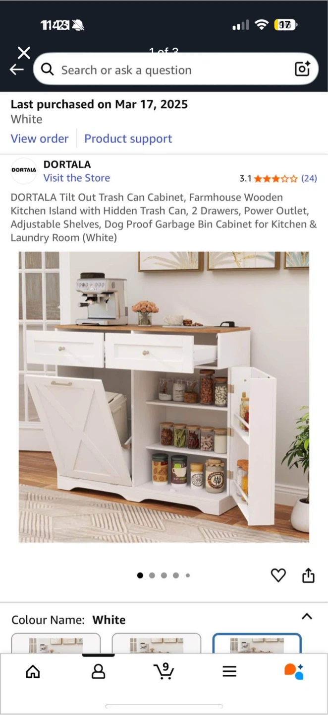 Kitchen island/tilt out garbage furniture
