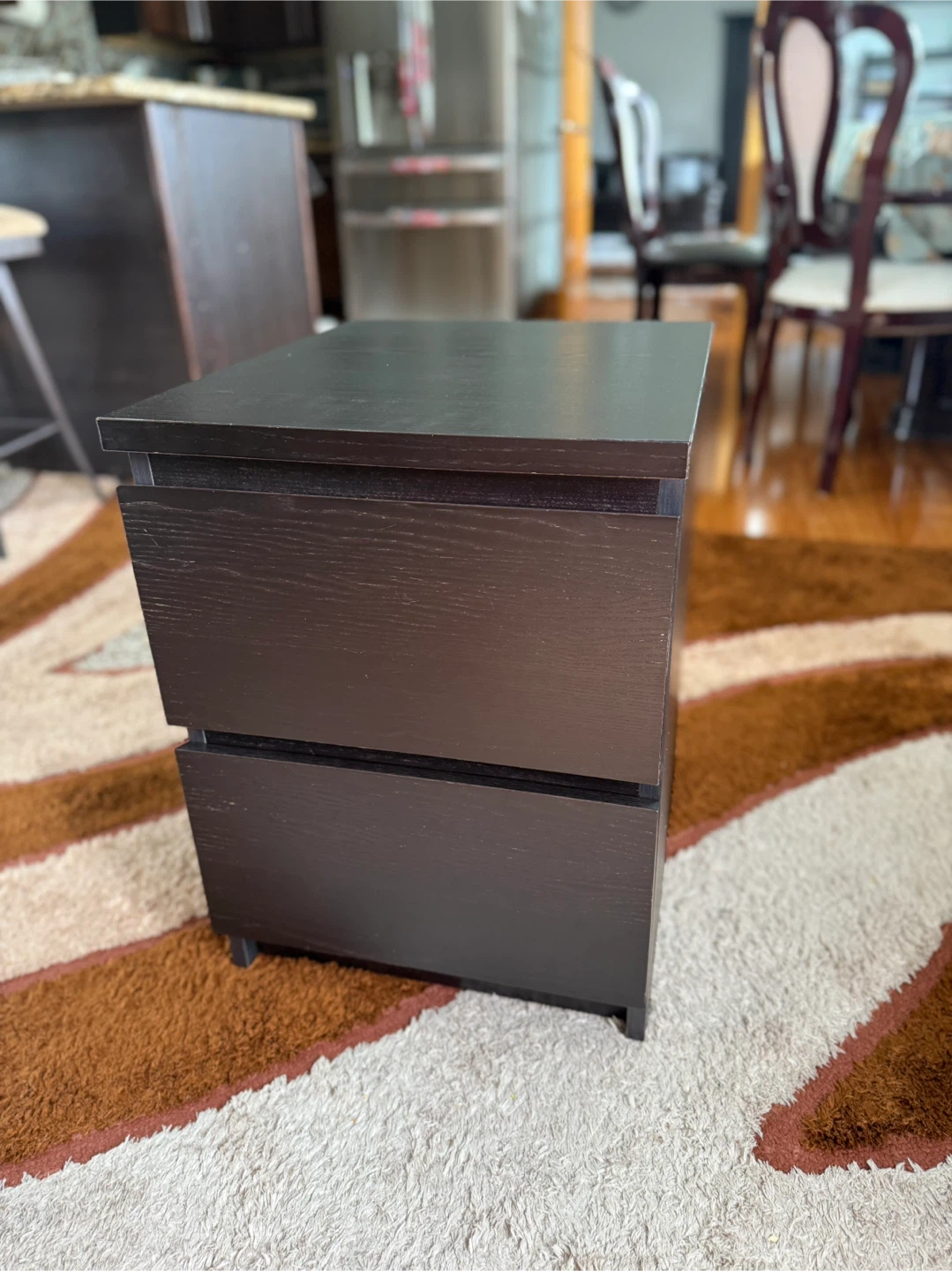 Brown Wood Nightstand with 2 Drawers - photo 2