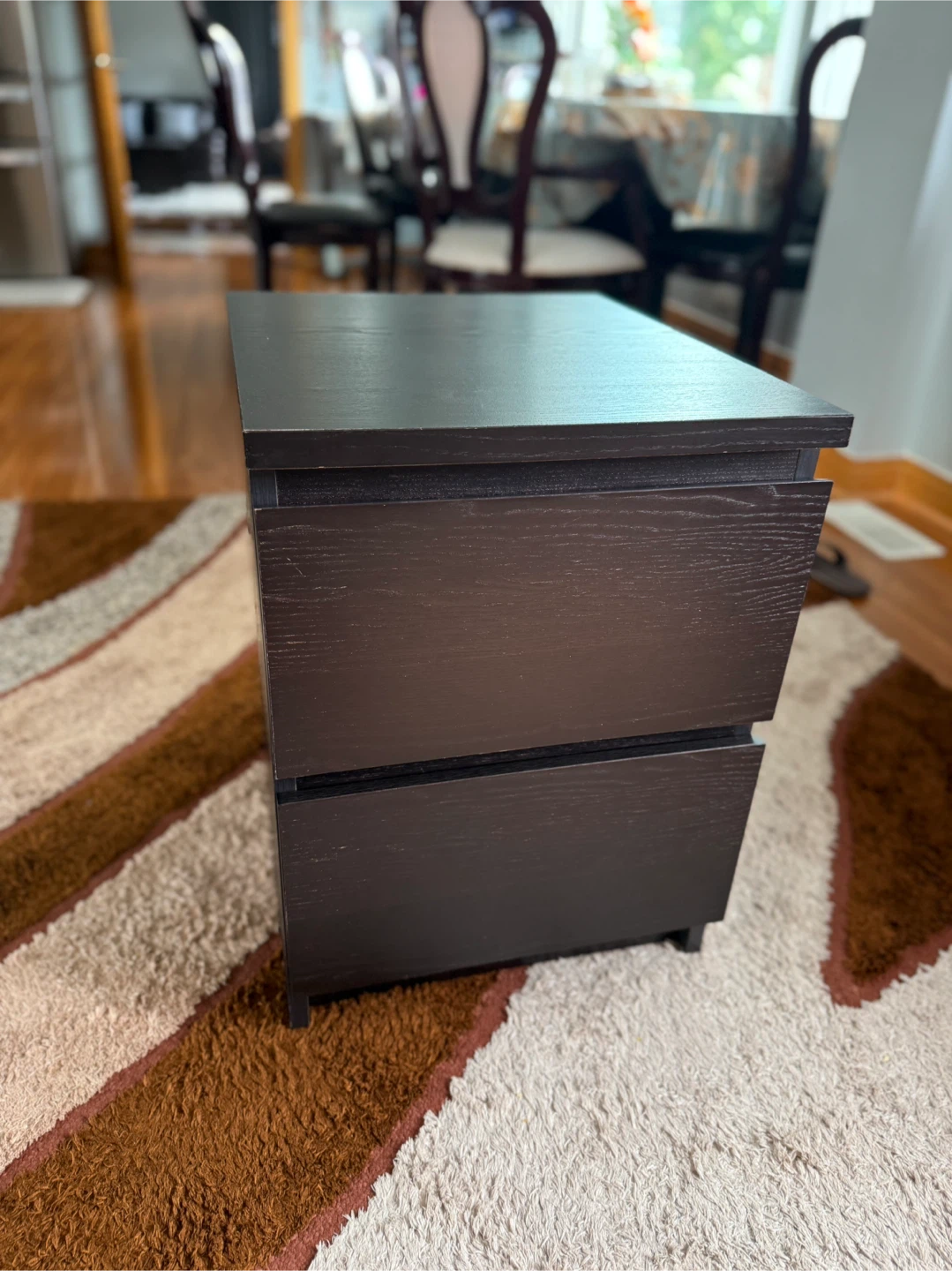 Brown Wood Nightstand with 2 Drawers