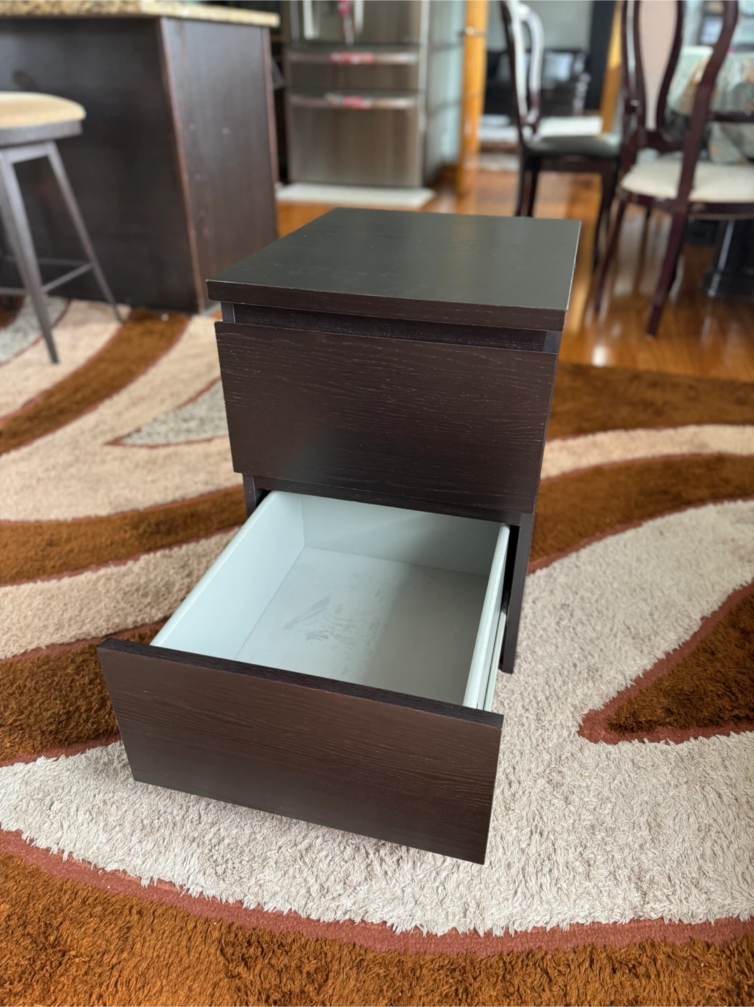 Brown Wood Nightstand with 2 Drawers - photo 5