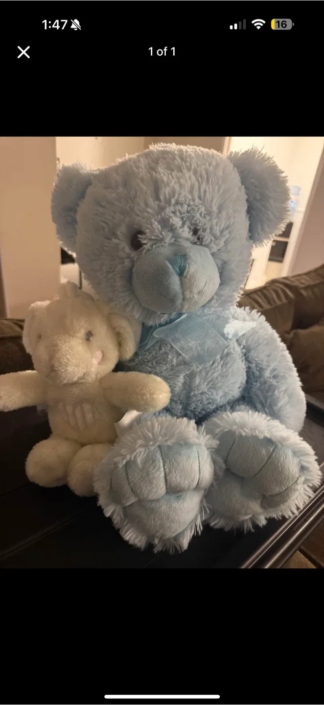 Cute Blue Teddy Bear & Small Plush Toy thumbnail