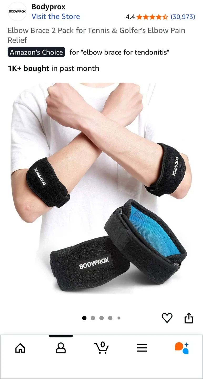 Bodyprox Elbow Brace 2 Pack for Tennis & Golfer's Elbow Pain image indicator(4)