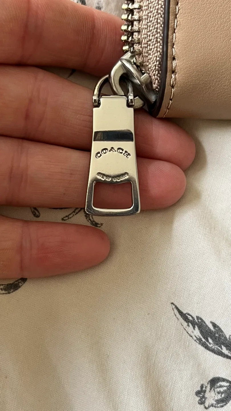 Coach Beige Leather Zip Around Wallet image indicator(8)