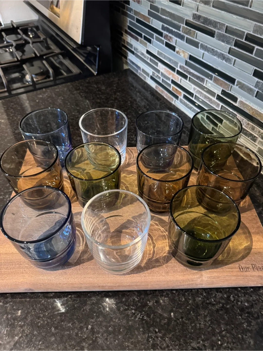 Set of 11 Coloured Drinking Glasses from Our Place thumbnail
