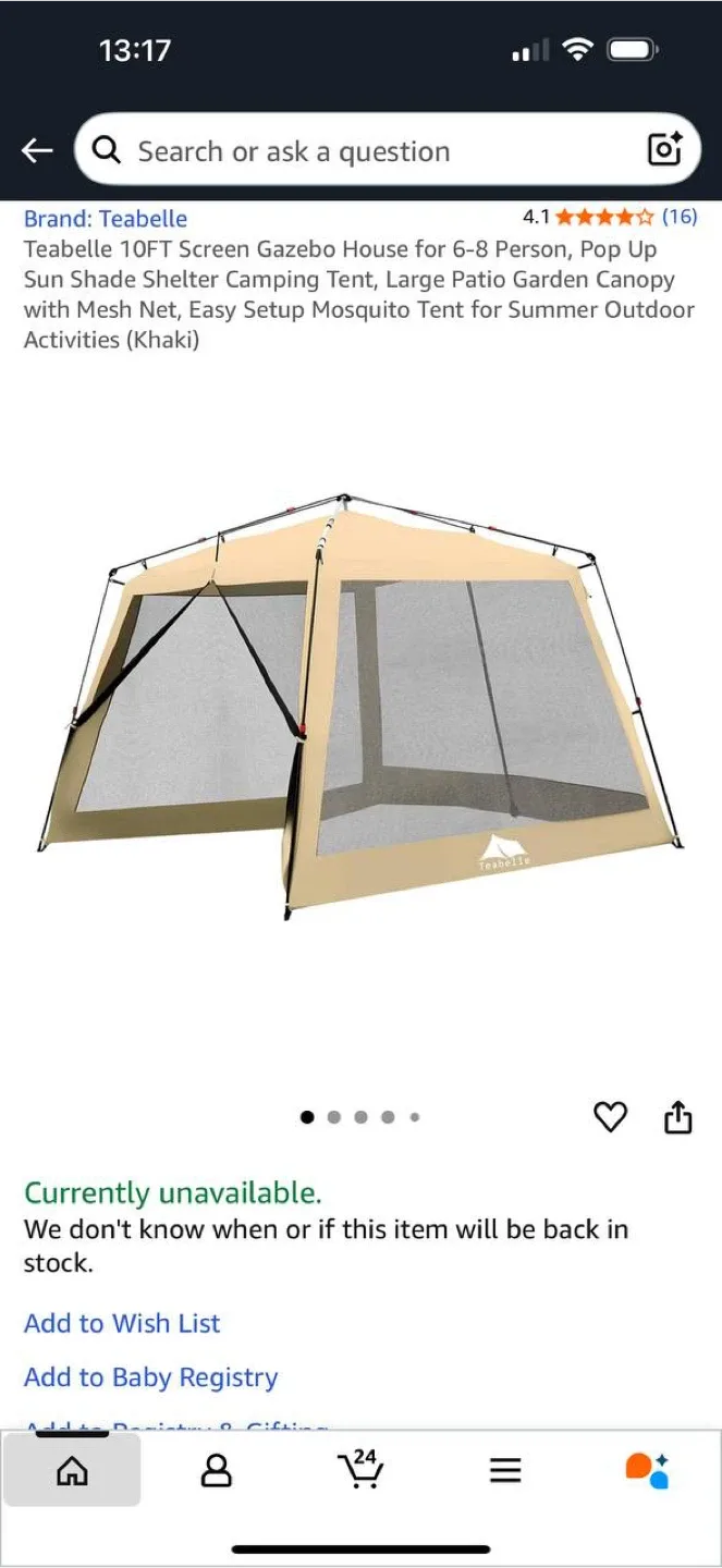 Teabelle 10FT Screen Gazebo Tent – Khaki thumbnail