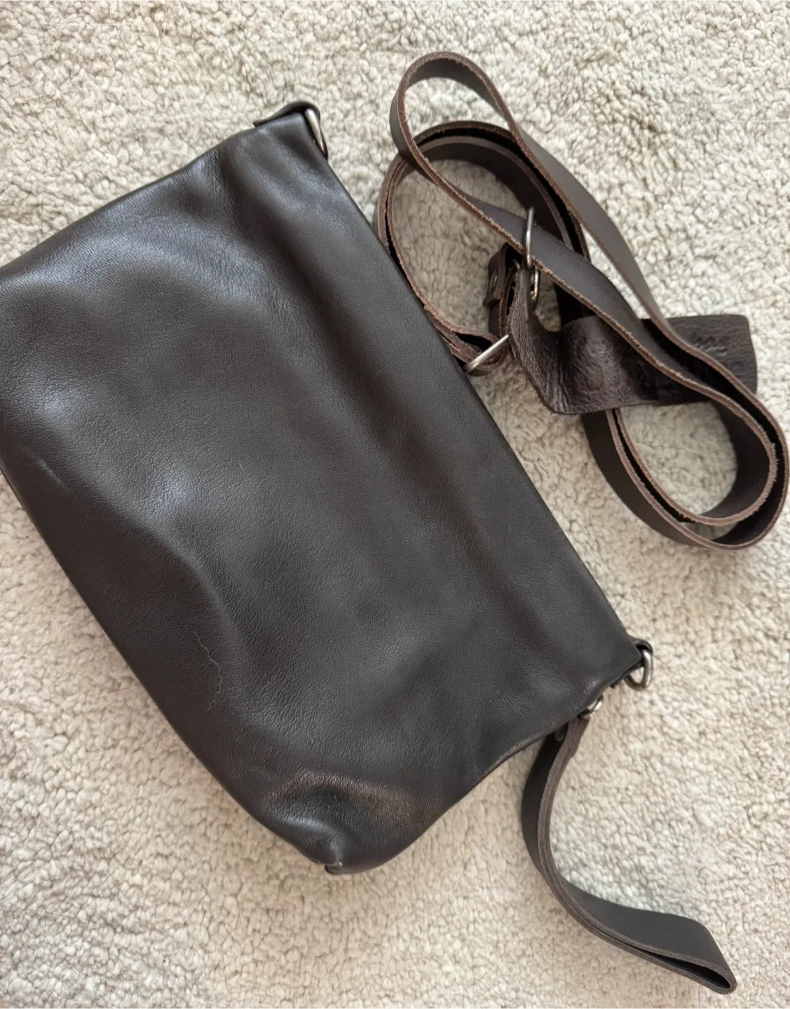 Brown genuine Leather Crossbody Bag image indicator(2)