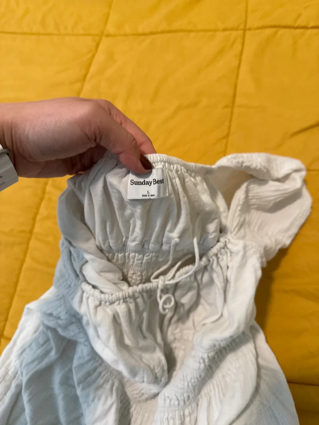 Aritzia Sunday Best Off Shoulder White Dress Size L image indicator(2)