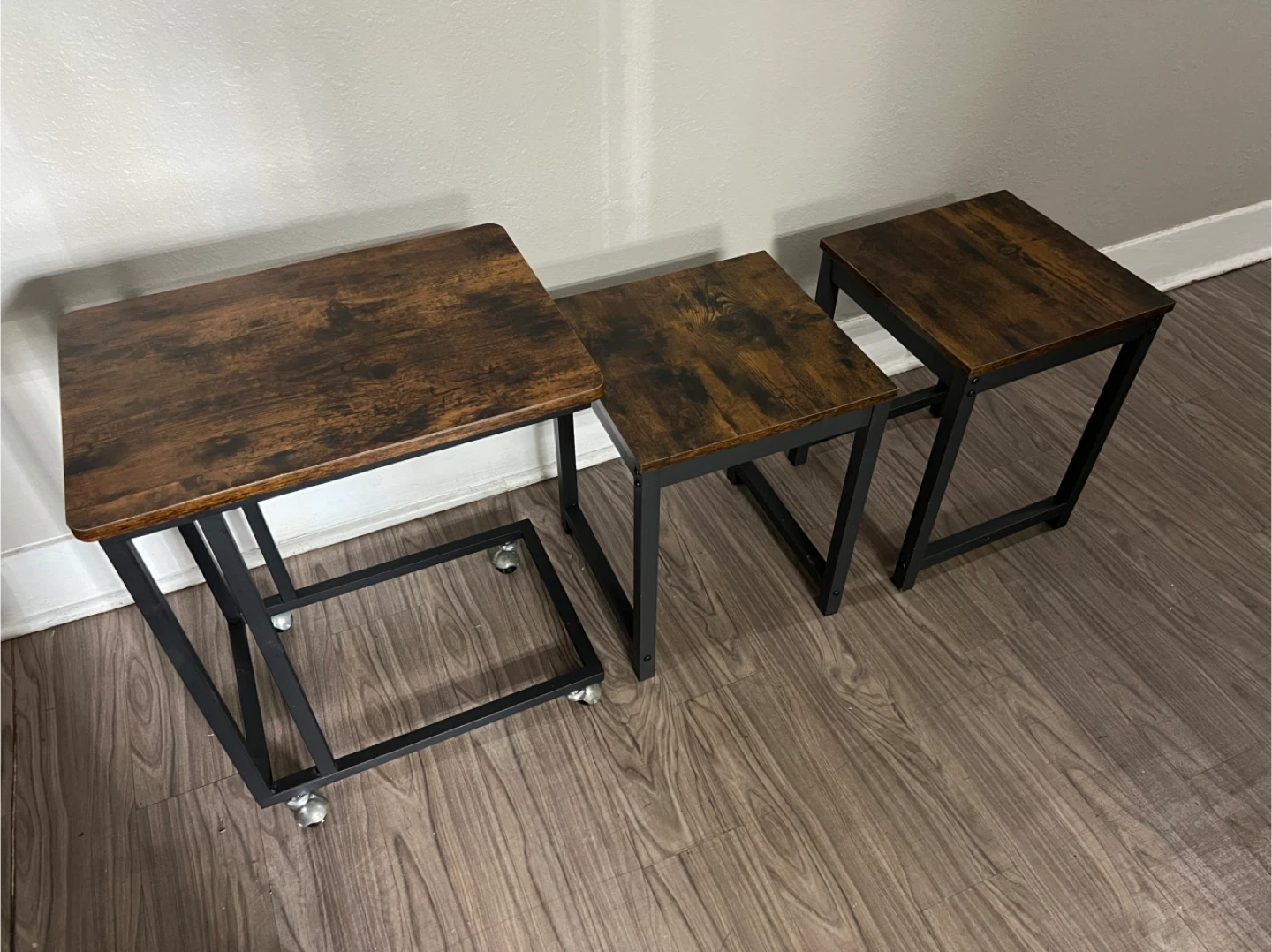 Set of 3 Nesting Tables, Brown Wood $45 set of 3