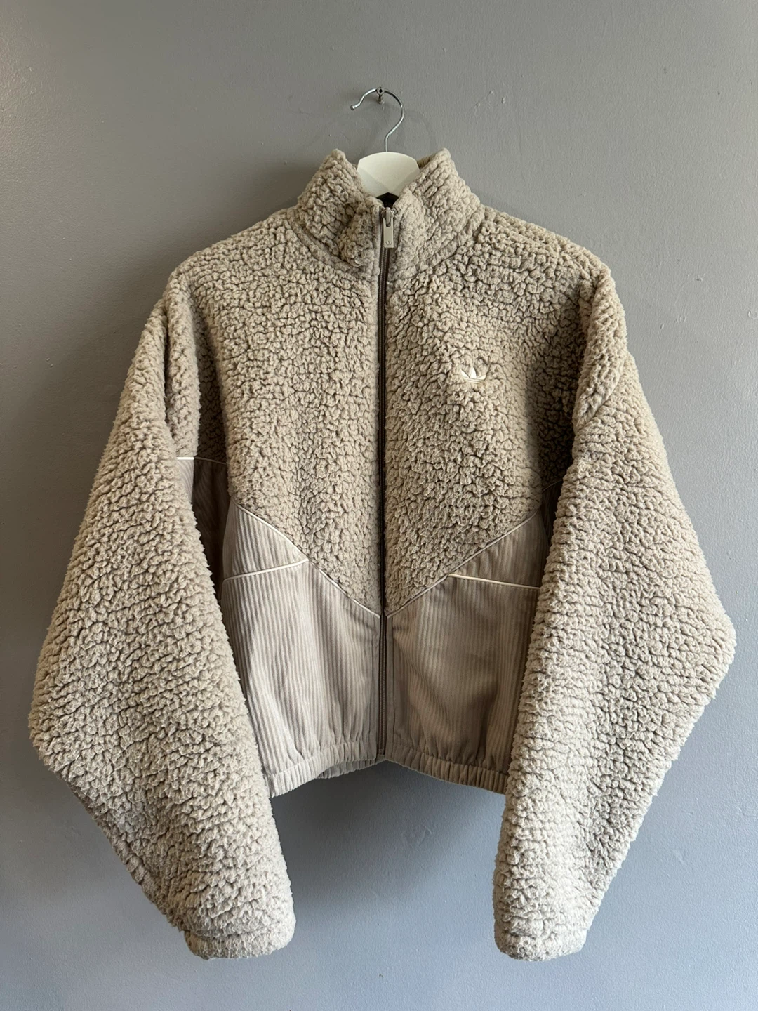 Adidas Beige Sherpa Fleece Jacket