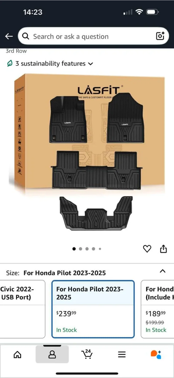 LASFIT Floor Mats for Honda Pilot 2023–2025 thumbnail