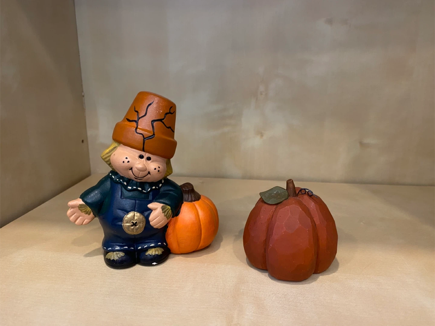 Fall ceramic  Doll and Pumpkin Decor