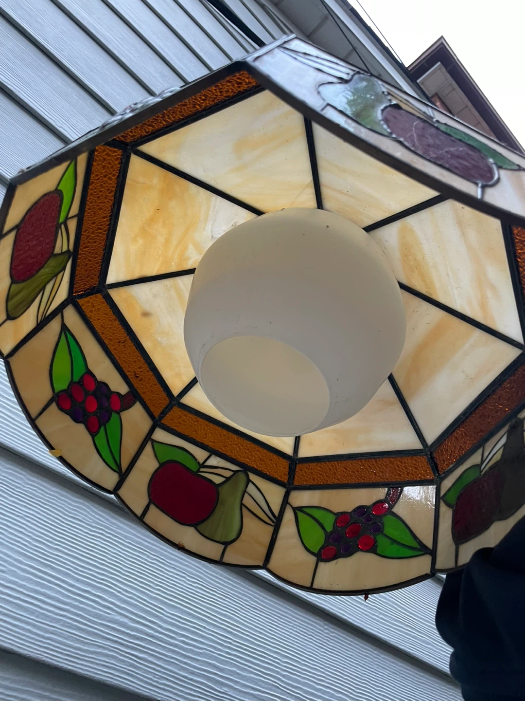 Vintage Tiffany Fruit Theme Hanging Ceiling Lamp Stained Glass - photo 3