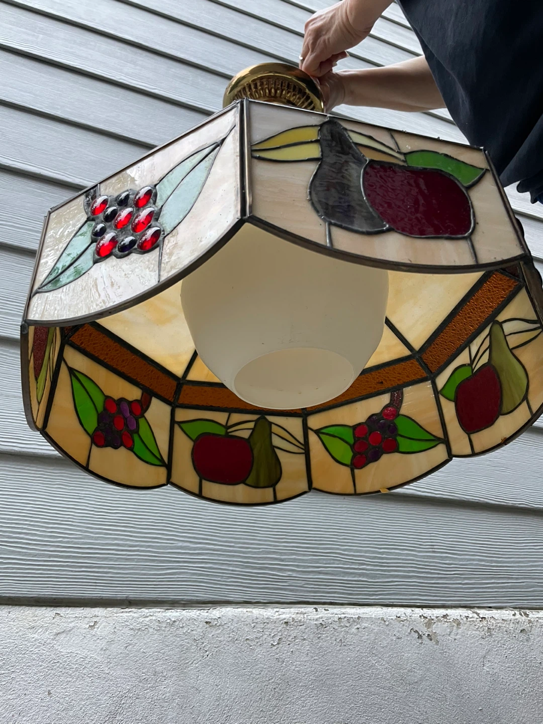 Vintage Tiffany Fruit Theme Hanging Ceiling Lamp Stained Glass - photo 2