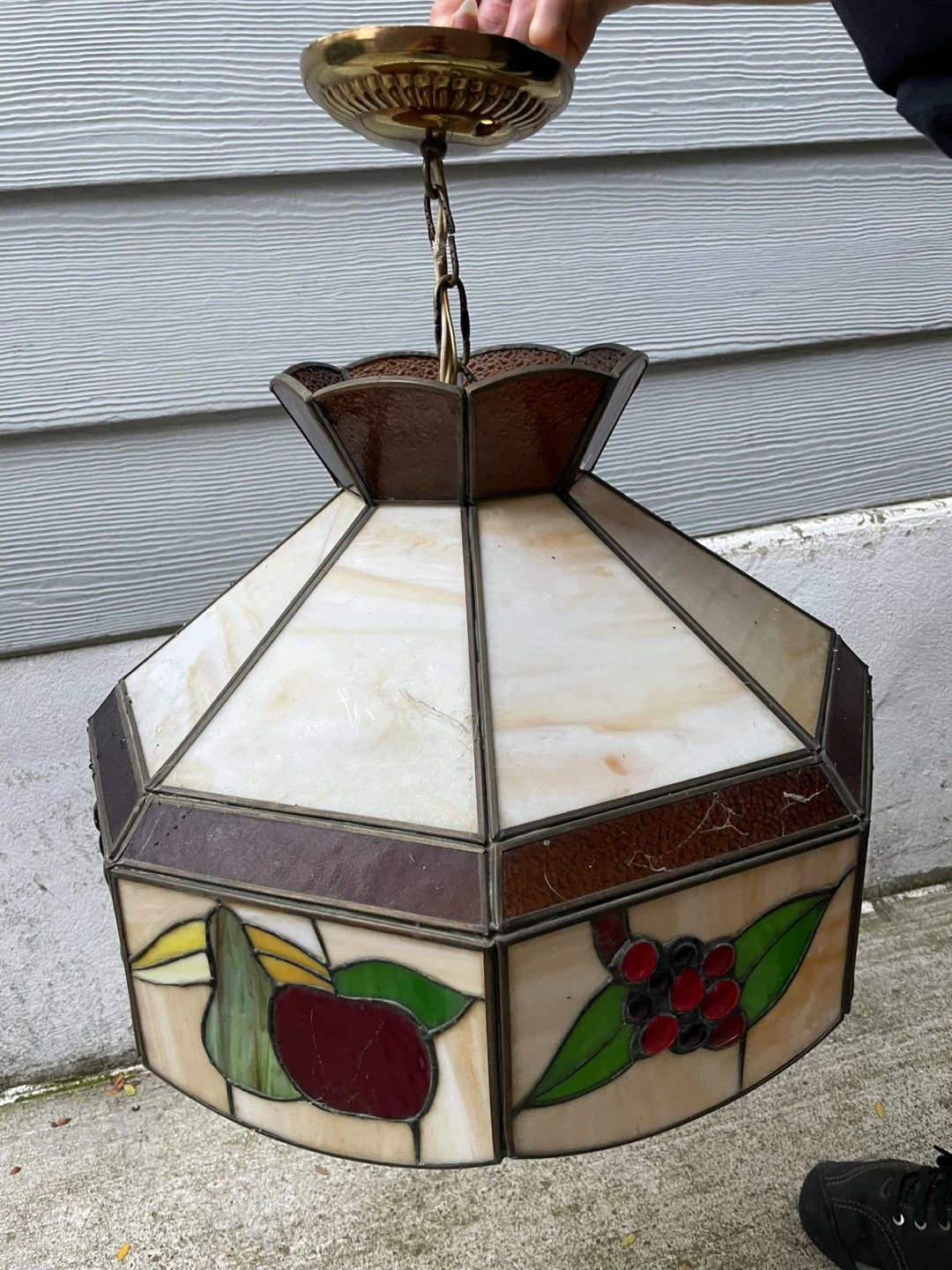 Vintage Tiffany Fruit Theme Hanging Ceiling Lamp Stained Glass - photo 4
