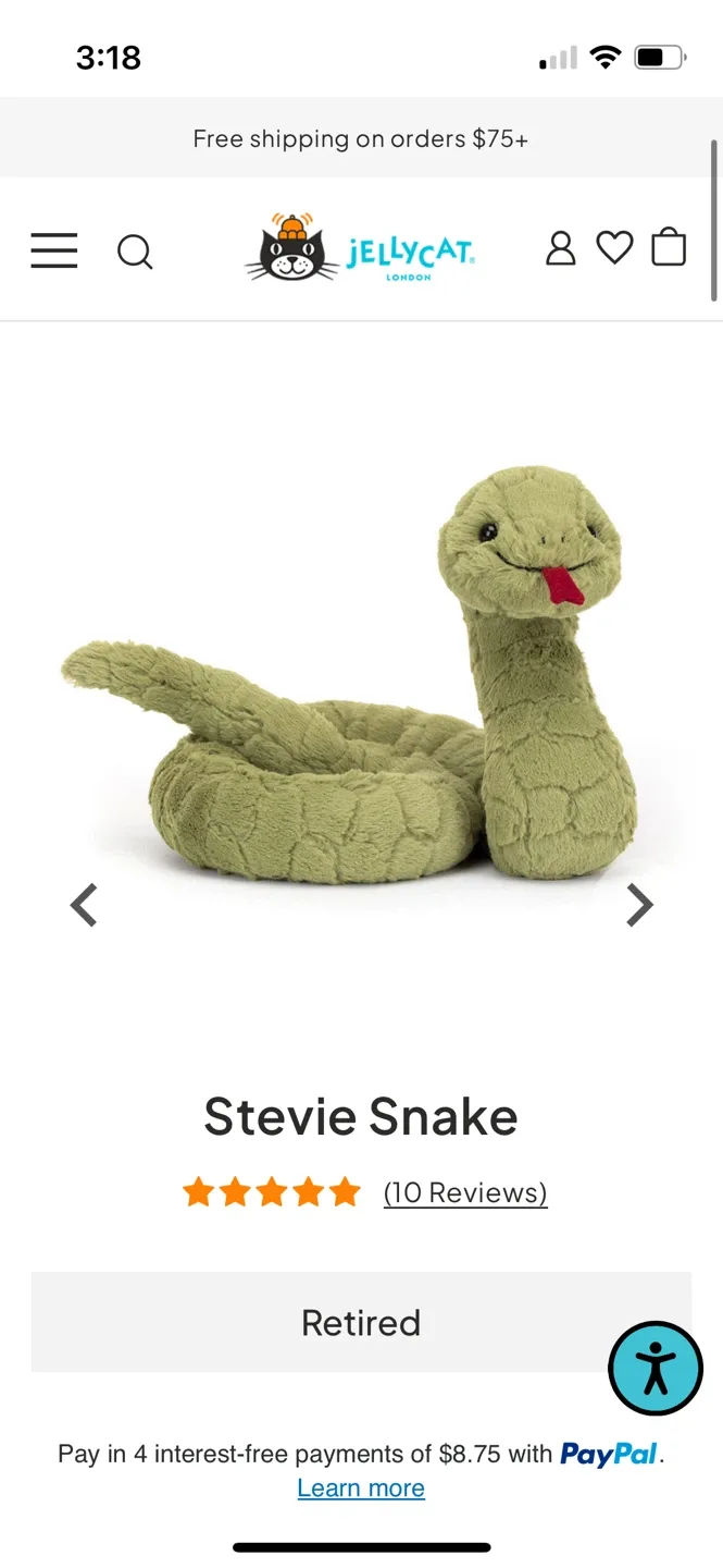 Jellycat Stevie Snake - Discontinued / Rare image indicator(2)
