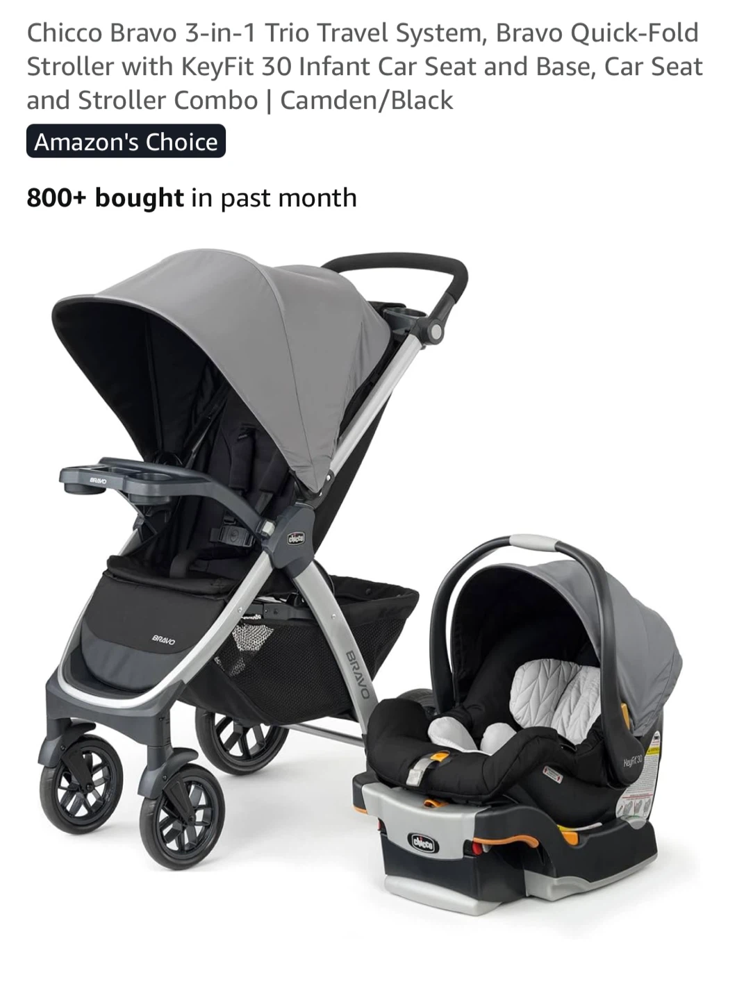 Chicco Bravo 3-in-1 Travel System - Stroller & Car Seat - photo 2
