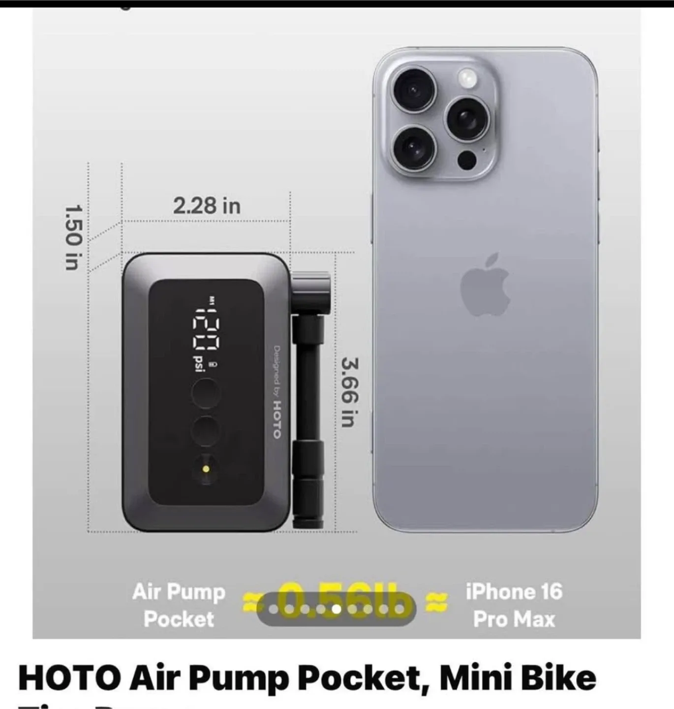 HOTO Air Pump Pocket, Mini Bike Tire Pump, image indicator(4)