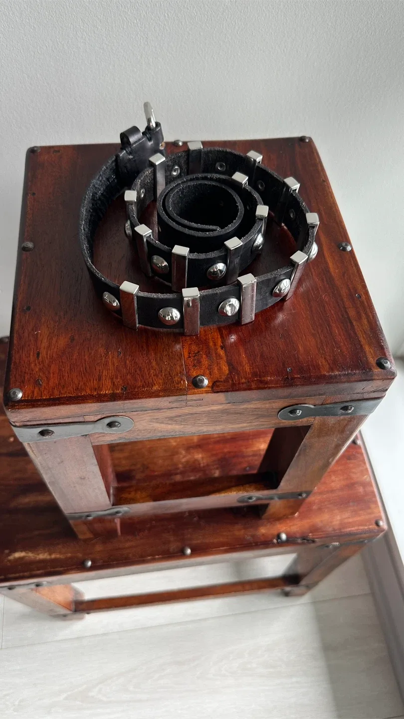 Black Leather Belt with Silver Studs thumbnail