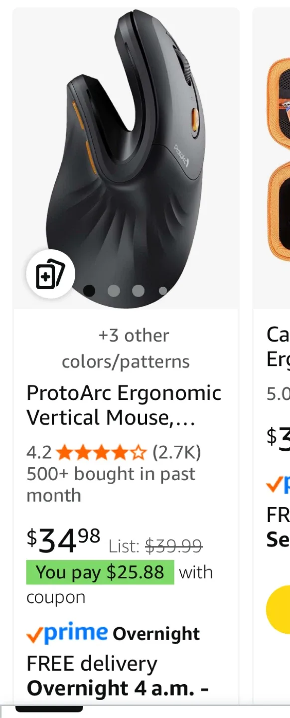 ProtoArc EM11 NL Ergonomic Vertical Mouse - Black thumbnail