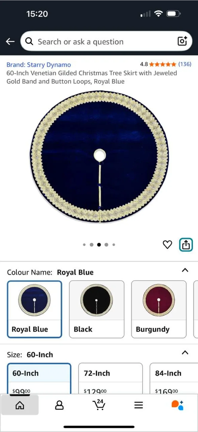 Starry Dynamo 60-Inch Christmas Tree Skirt – Royal Blue thumbnail