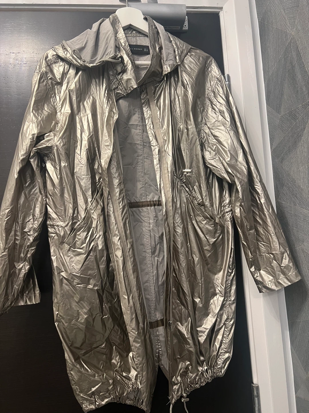 Zara Woman Metallic Parka, Size S