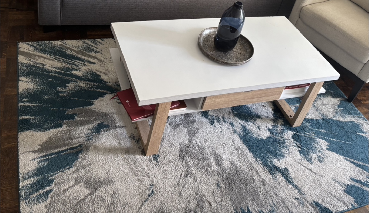 White & Wood Coffee Table plus area rug - photo 3