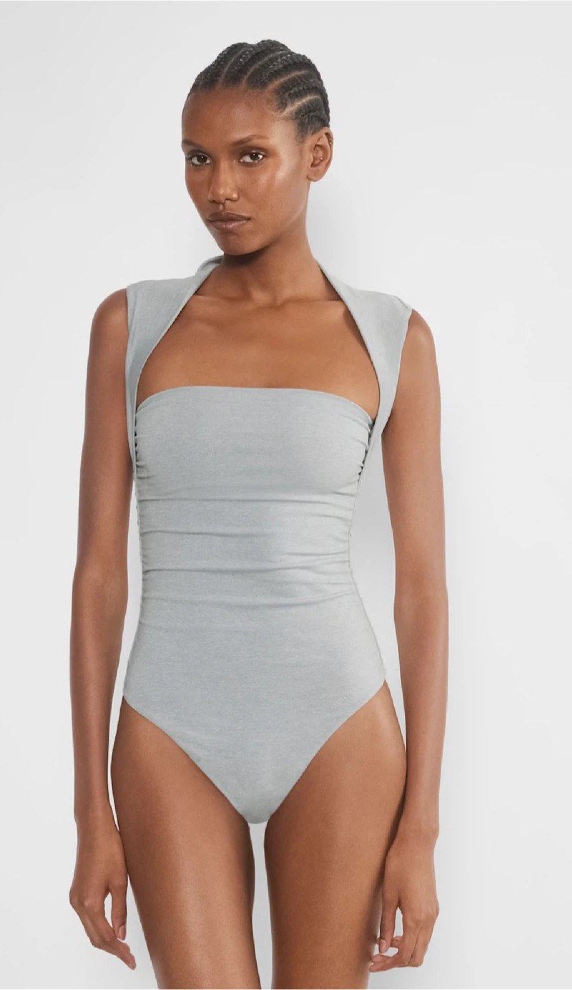 Aritzia Contour Bodysuit - Heather Chrome, Size L - New