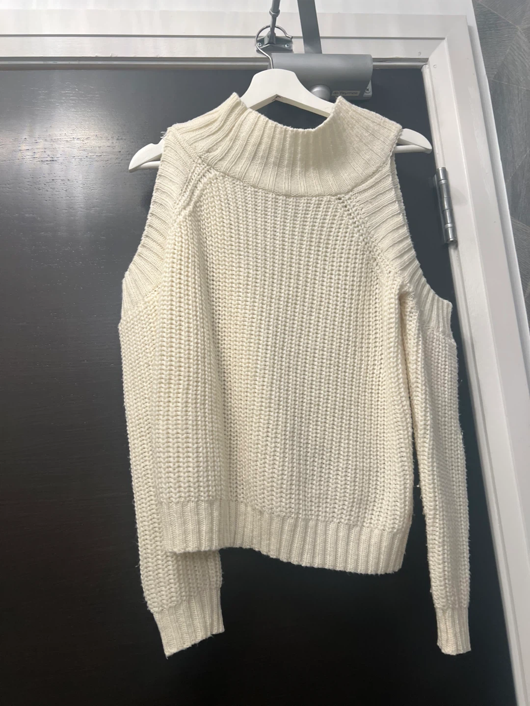 Cream Cold Shoulder Knit Sweater