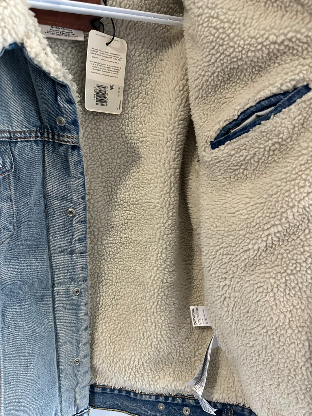 Levi's Denim Sherpa Trucker Jacket Mens - photo 5