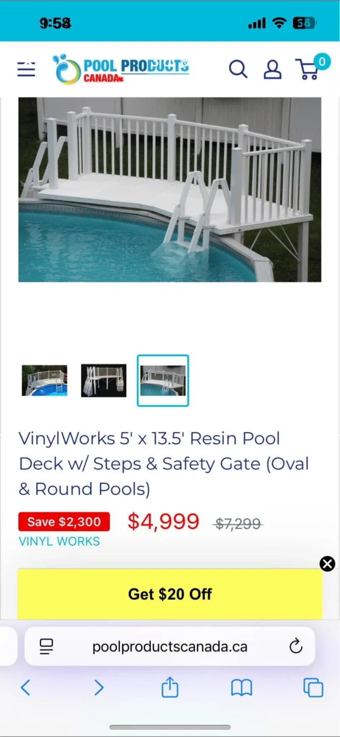 VinylWorks 5' x 13.5' Resin Pool Deck w/ Steps & Safety Gate image indicator(4)