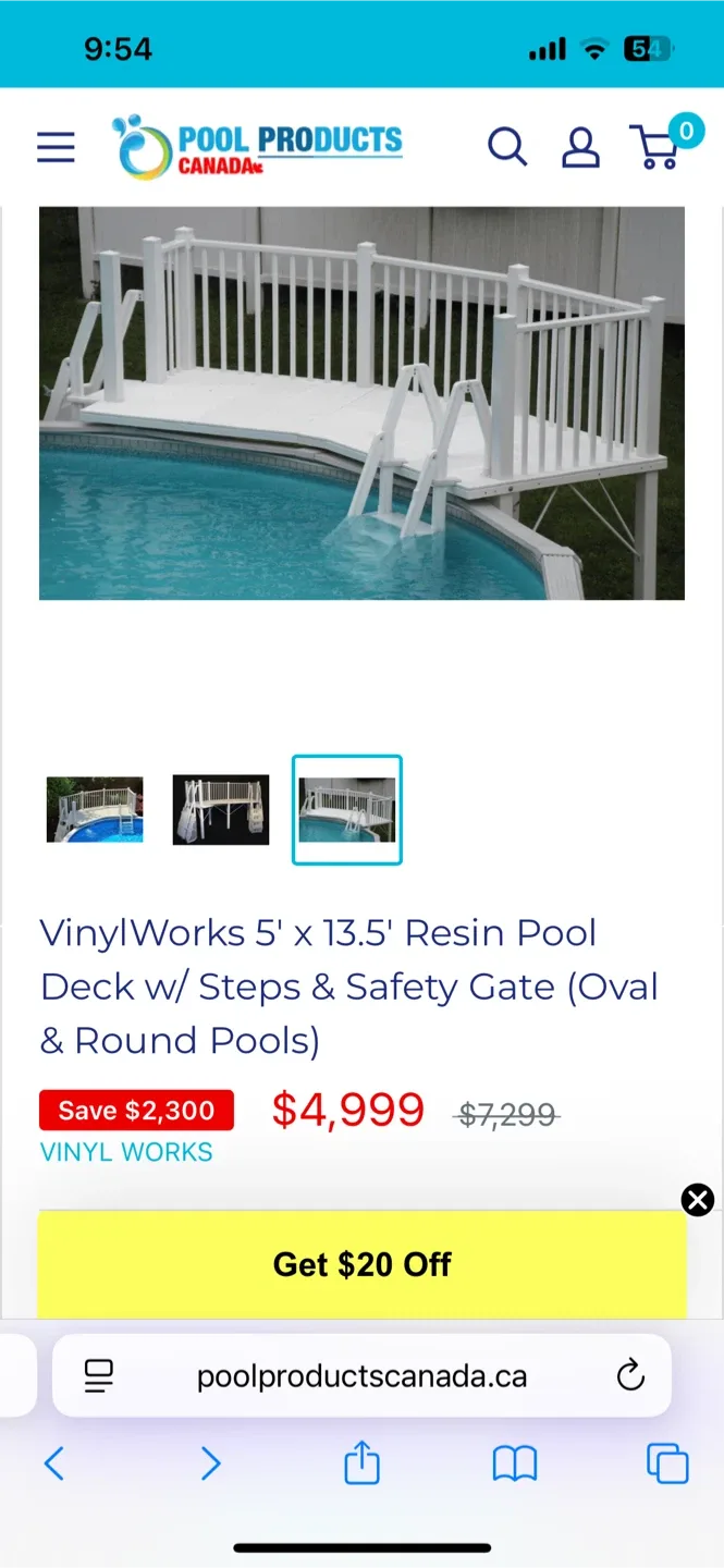 VinylWorks 5' x 13.5' Resin Pool Deck w/ Steps & Safety Gate image indicator(2)