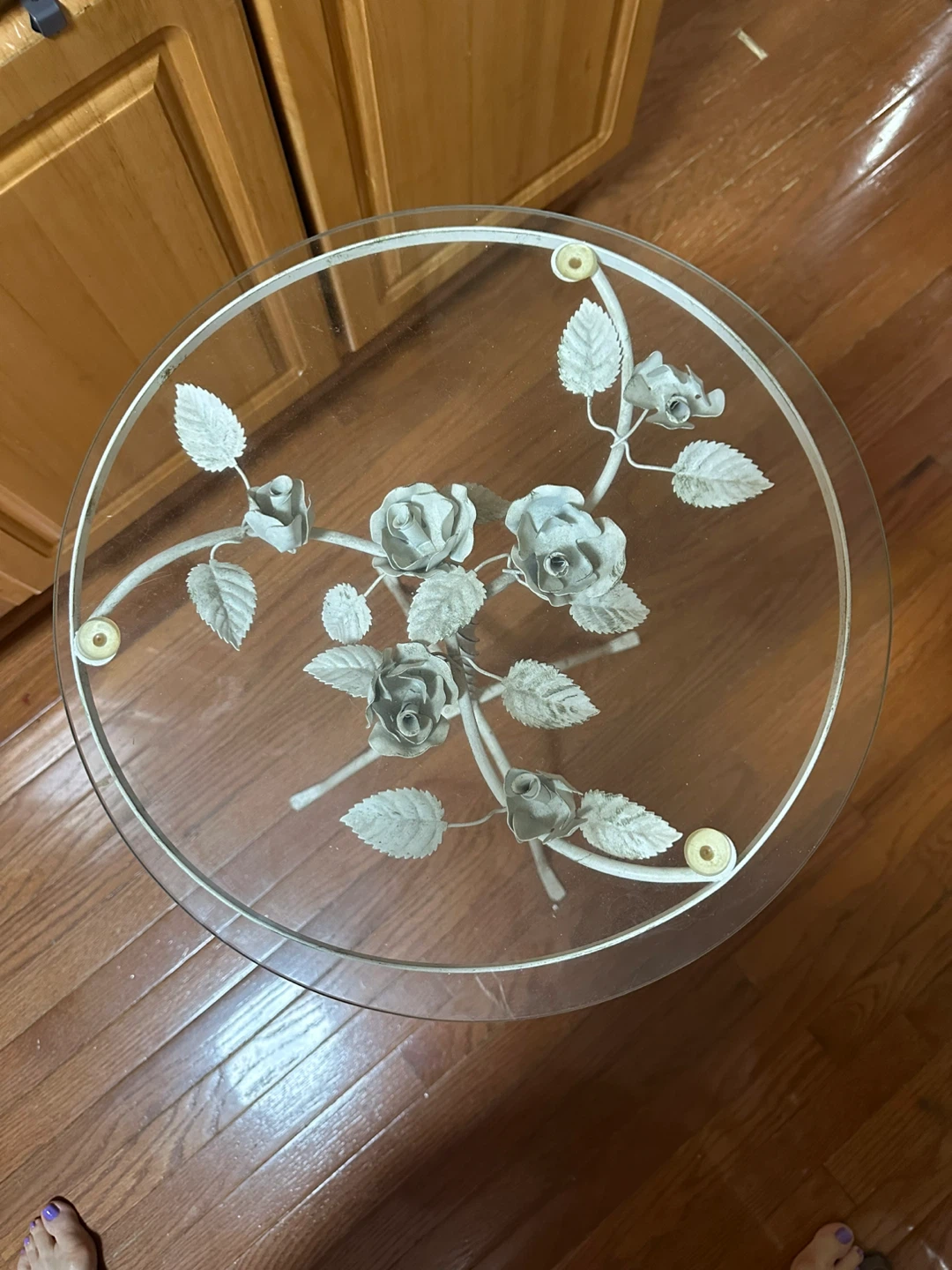 Glass Top Metal Accent Table - photo 2