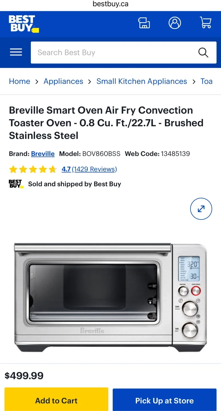 Breville Smart Oven Air Fry Convection Toaster Oven thumbnail