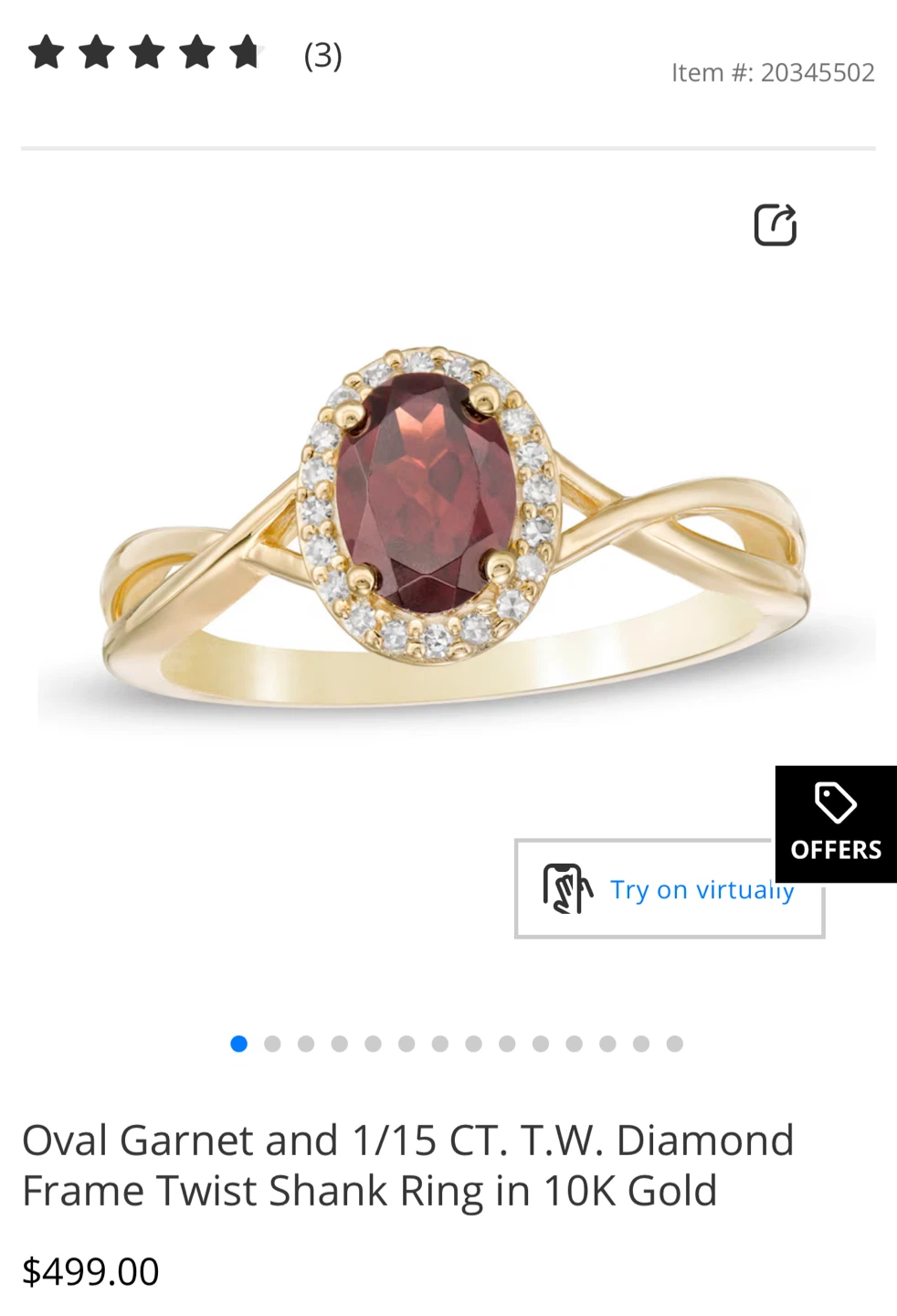 Oval Garnet & Diamond Ring in 10K Gold - photo 2