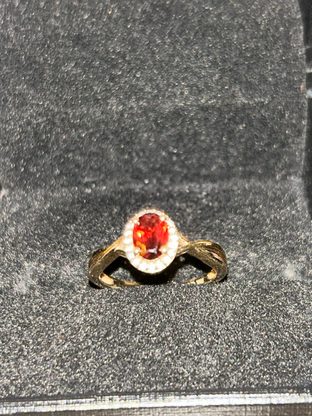 Oval Garnet & Diamond Ring in 10K Gold