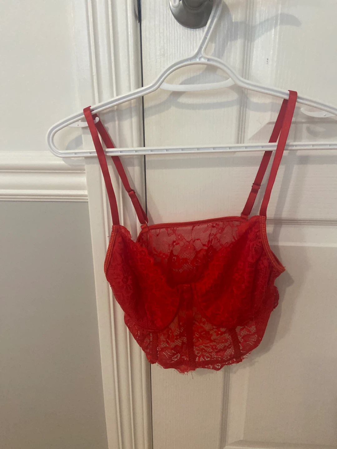 Red lace corset bralette top