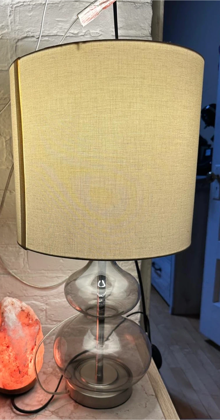 Glass Table Lamp with Tan Shade - photo 2