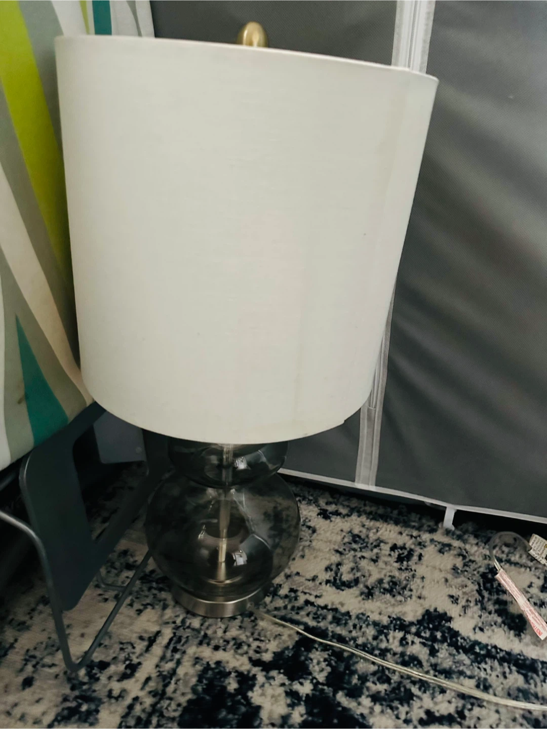 Glass Table Lamp with Tan Shade
